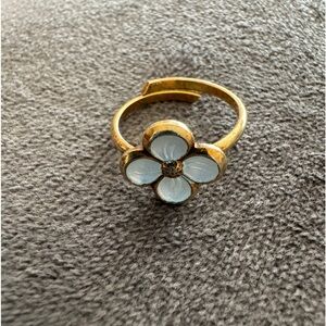 David Andersen Norway Sterling Silver Vermeil White Flower Ring